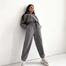 SC Casual Loose Zipper Sweatshirt Pants Suit YMZY-5972