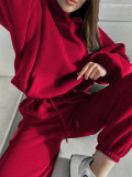 SC Solid Color Sport Sweatshirt Two Piece Pants Set YMZY-1052