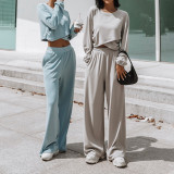 SC Loose Solid Color Casual Sweatshirt Pants Suit YMZY-9831