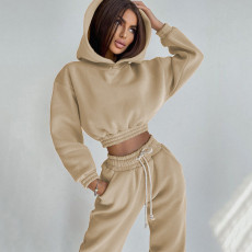 SC Solid Color Long Sleeve Hooded Drawstring Pants Suit YMZY-6509