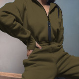 SC Solid Color Sport Zipper Hooded Two Piece Pants Set YMZY-11203