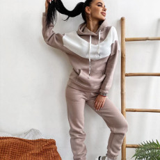 SC Sport Color Block Hooded Sweatshirt 2 Piece Pants Set YMZY-7106