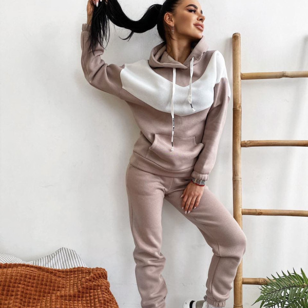 SC Sport Color Block Hooded Sweatshirt 2 Piece Pants Set YMZY-7106