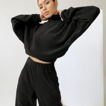 SC Casual Zipper Long Sleeve Two Piece Pants Set YMZY-1964