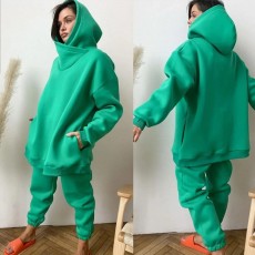 SC Casual Hooded Sweatshirt Loose Two Piece Pants Set YMZY-9851