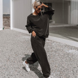 SC Solid Color O Neck Long Sleeve Sweatpant 2 Piece Set YMZY-0908