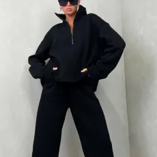 SC Long Sleeve Stand Neck Zipper Sport Pants Suit YMZY-5960