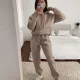 SC Casual Hooded Long Sleeve Sweatshirt Solid Color Sports Set YMZY-6502