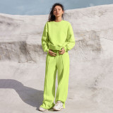 SC Solid Color Long Sleeve Sweatshirt Pants 2 Piece Set YMZY-12911