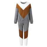 SC Color Block Sweatshirt Two Piece Pants Set YMZY-615