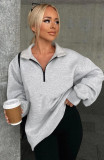 SC Long Sleeve Zipper Patchwork Sweatshirt Tops YMZY-11505
