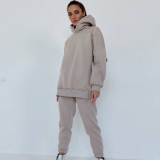 SC Solid Color Long Sleeve Hoodies Pants 2 Piece Set YMZY-7107