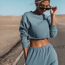 SC Casual Loose Solid Color Two Piece Pants Set YMZY-0907