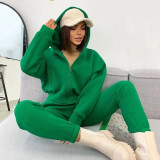 SC Long Sleeve Hooded Sport Two Piece Pants Set YMZY-11206