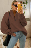 SC Long Sleeve Zipper Patchwork Sweatshirt Tops YMZY-11505