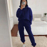 SC Casual Hooded Long Sleeve Sweatshirt Solid Color Sports Set YMZY-6502