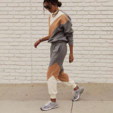 SC Color Block Sweatshirt Two Piece Pants Set YMZY-615