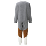 SC Color Block Sweatshirt Two Piece Pants Set YMZY-615