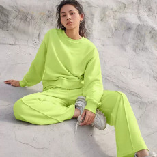 SC Solid Color Long Sleeve Sweatshirt Pants 2 Piece Set YMZY-12911
