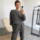 SC Solid Color Long Sleeve Pants 2 Piece Set YMZY-11908