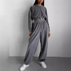 SC Casual Loose Hooded Sweatshirt Two Piece Pants Set YMZY-2105