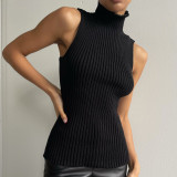 SC High Neck Solid Color Sleeveless Tops YMZY-21141