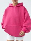 SC Solid Color Loose Hooded Sweatshirt YMZY-61901