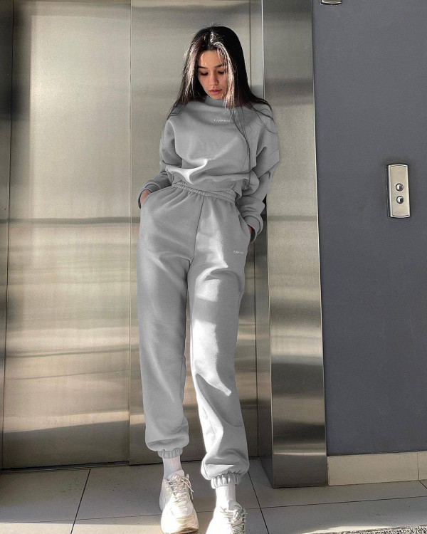 SC Long Sleeve Solid Color Two Piece Pants Set YMZY-9014