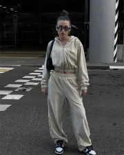 SC Long Sleeve Hoodies Elasticized Pants Two Piece Set YMZY-60006