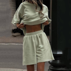 SC Solid Color Loose Sport Two Piece Short Set YMZY-834
