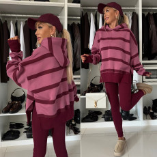 SC Print Loose Hooded Sweatshirt Two Piece Pants Set YMZY-80070