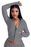SC V Neck Zipper Hooded Two Piece Pants Set YD-8819