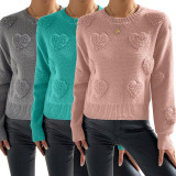 SC Peach Heart Sweater Pullover Long Sleeve Top GDAM-1021