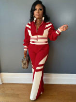 SC Fashion Color Block Long Sleeve Two Piece Pants Set SFY-2789