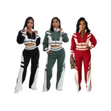 SC Fashion Color Block Long Sleeve Two Piece Pants Set SFY-2789