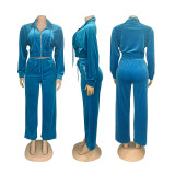 SC Lapel Zipper Coats And Pants Two Piece Set SFY-575