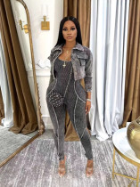 SC Fashion Long Sleeve Shorts Coat And Jumpsuit 2 Piece Set TK-6329