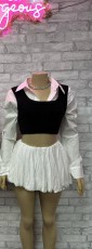 SC Pre Order: About 7 work days shipping Casual Contrast Color Bubble Two Piece Skirts Set YUEM-50004