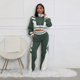 SC Fashion Color Block Long Sleeve Two Piece Pants Set SFY-2789
