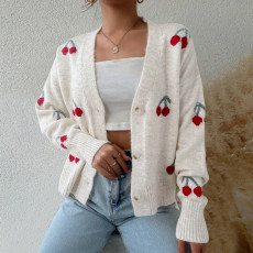 SC Cherry Sweater Cardigan Long Sleeve Tops GDAM-7182