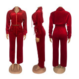 SC Lapel Zipper Coats And Pants Two Piece Set SFY-575
