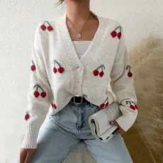 SC Cherry Sweater Cardigan Long Sleeve Tops GDAM-7182
