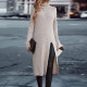 SC High Collar Sweater Solid Split Midi Dress GDAM-7201