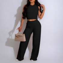 SC Solid Color Sleeveless Tops And Pants 2 Piece Set AIL-290