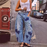 SC Casual Loose Love Wash Jeans GKNF-849