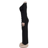 SC V Neck Long Sleeve Solid Split Maxi Dress GFYX-7118