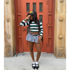 SC Plaid Print Pod Pant Skirt With Bottoms ASL-6767