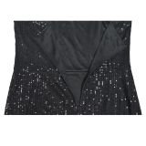 SC Sequin Feather Patchwork Sling Mini Dress BY-7076