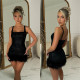 SC Sequin Feather Patchwork Sling Mini Dress BY-7076