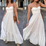 SC Plus Size Solid Color Sling Big Swing Maxi Dress GHHE-28341